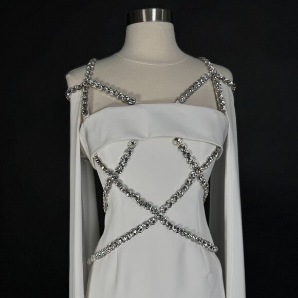 Brand New US 4 Georges Hobeika Maxi Evening Gown Stones Detailed - Picture 2 of 5